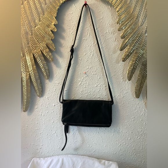 Margot fold over black leather crossbody - Picture 2 of 10